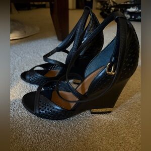 Tory Burch Black Wedge Heels